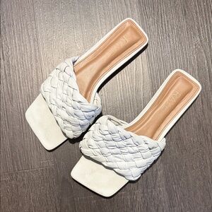 RAYE White Braided Slide Sandals